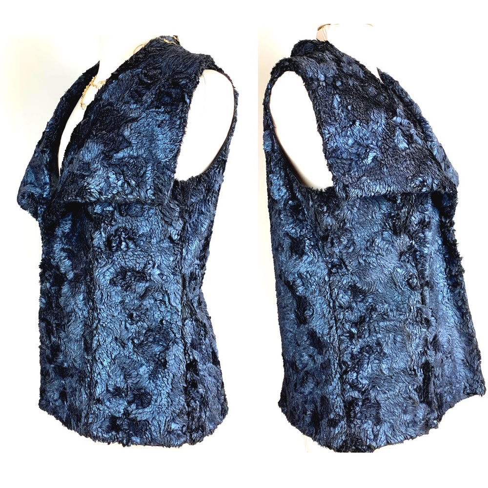 Katherine Barclay Cobalt Faux Fur Montreal Deep Blue Waterfall Vest Medium - Picture 2 of 16